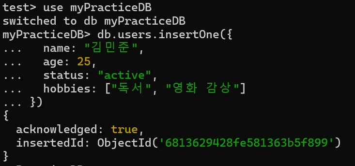 문서 삽입 성공
