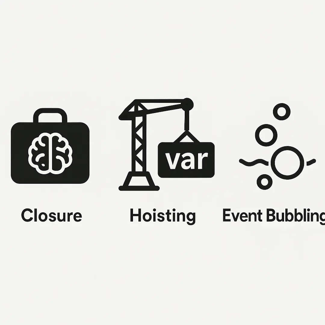 Closure, Hoisting, Event Bubbling