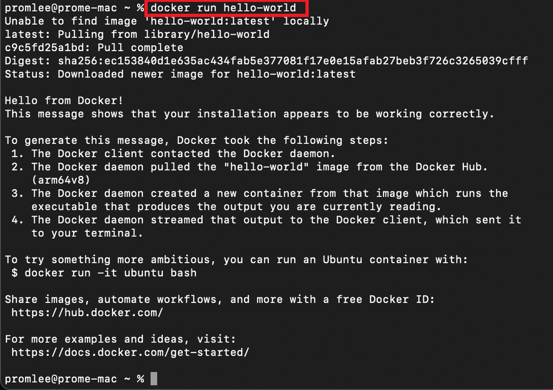 docker run hello-world
