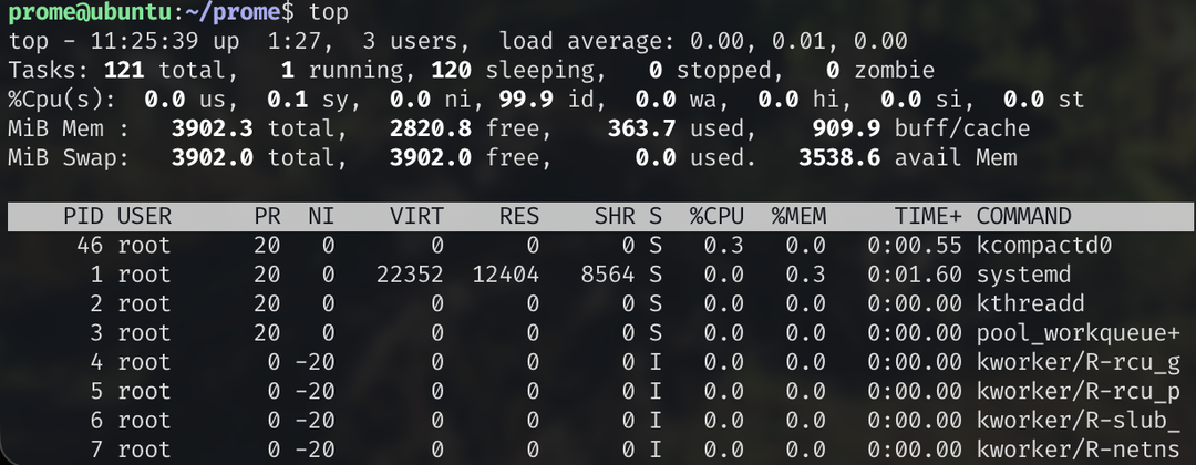 top 명령어 예시