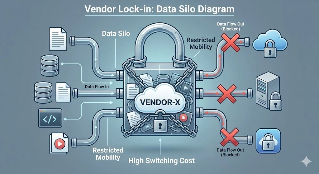 특정 서비스에 데이터 흐름이 묶여 있는 벤더 종속성