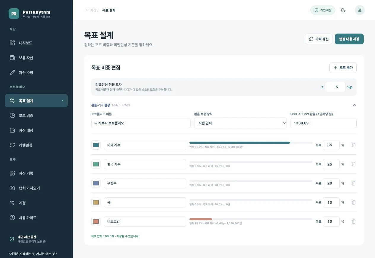 직접 입력을 선택하면 1달러당 원화 환율을 수정할 수 있습니다